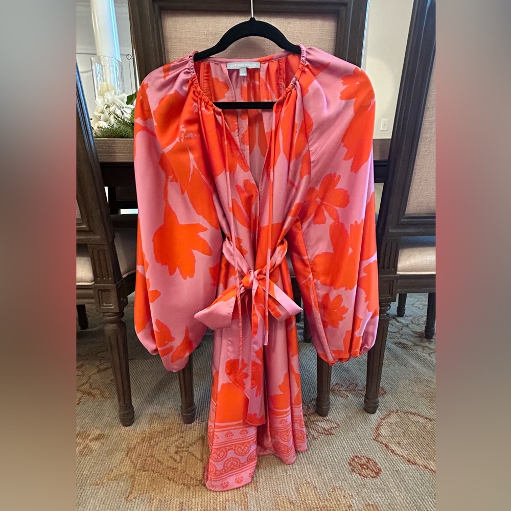 NWOT Antonio Milani XS Pink and Orange Floral Kimono Dress